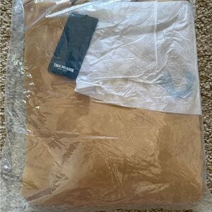 True Religion Men's Crewneck Sweatshirt in Camel Brown with Black Logo